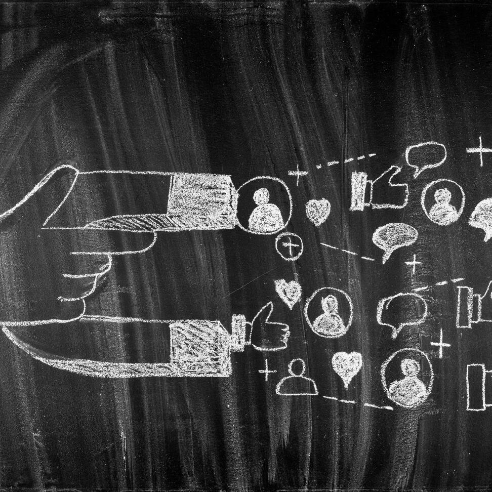 social media engagements illustration by chalkboard